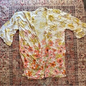Billabong Floral Kimono with Yellow Accents